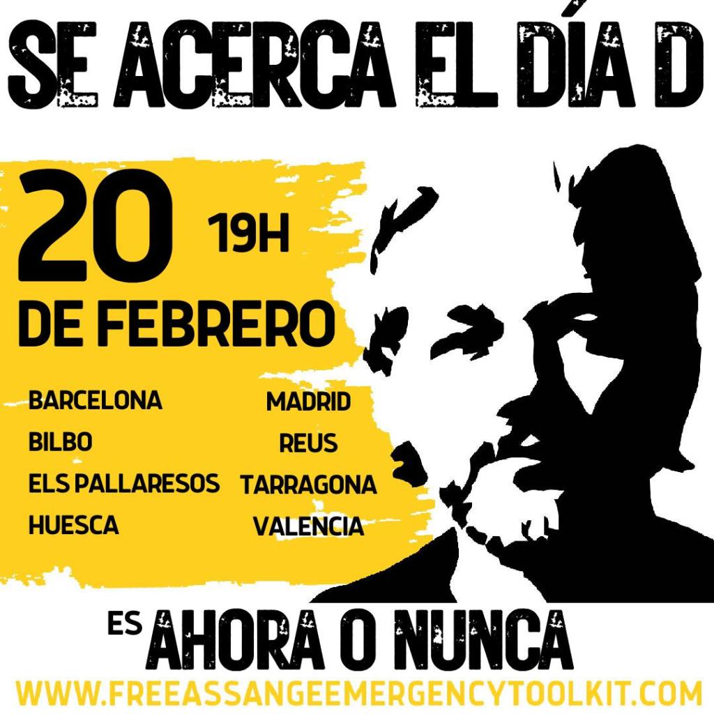 Se acerca el día D. 20 febbraio, 19h. Lista delle città spagnole in cui si manifesterà el giorno 20 febbraio.