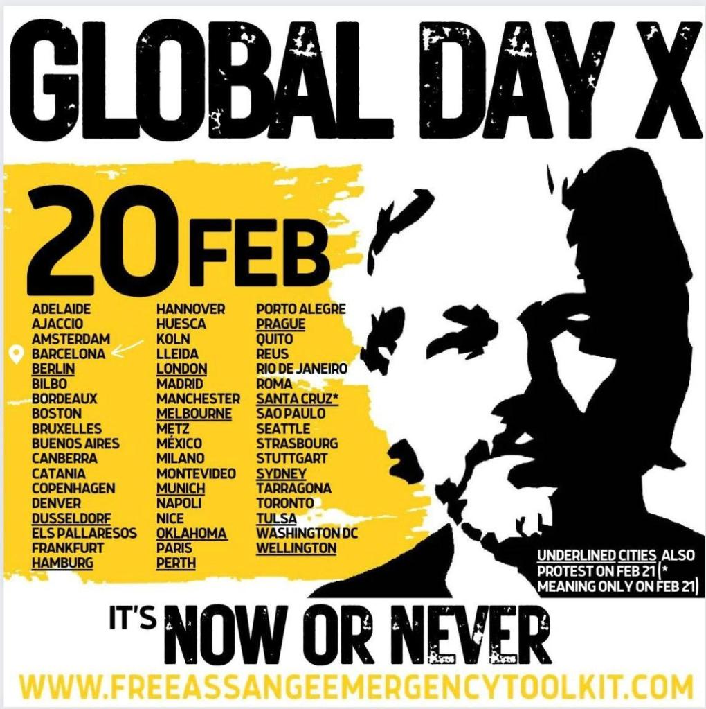 Global day X. It's now or never. 20 febbraio. Lista di tutte le città del mondo in cui si manifesterà il 20 e/o il 21 febbraio.